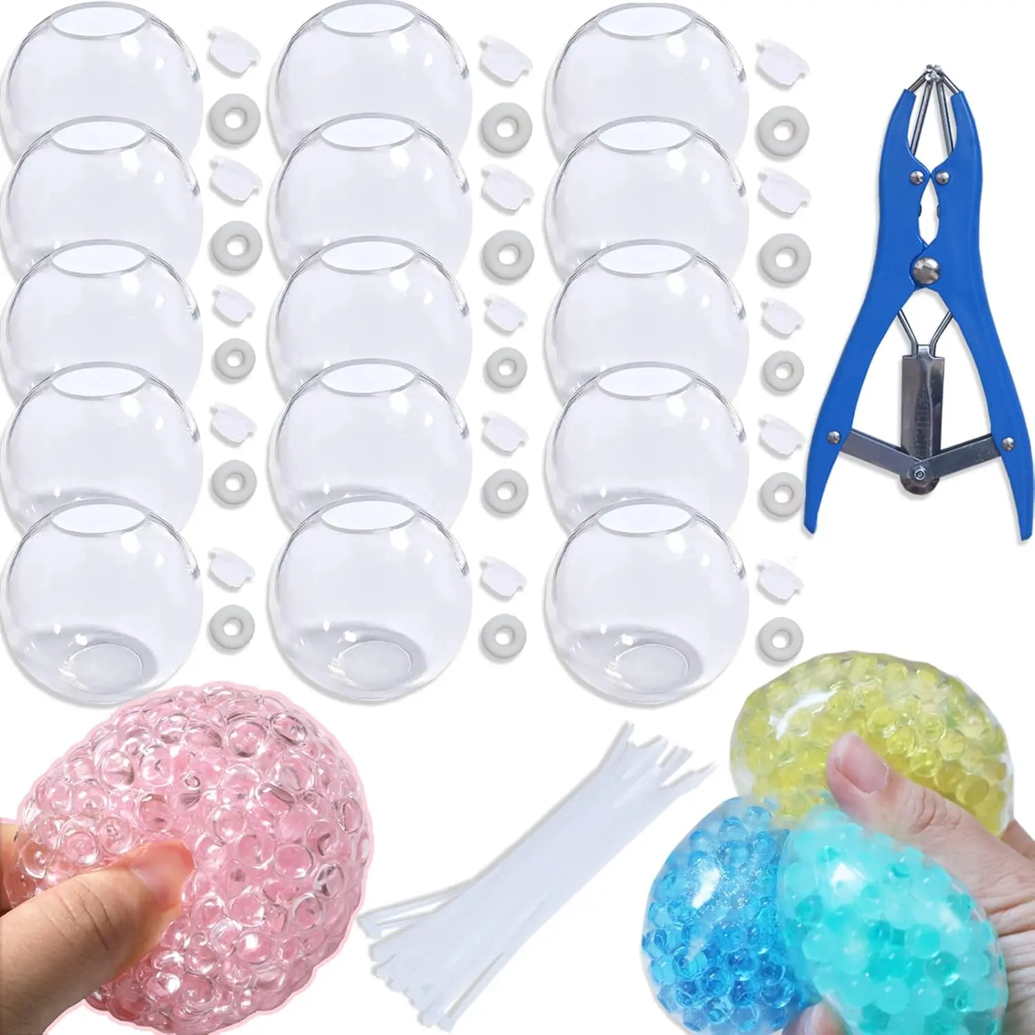 15pcs DIY Stress Ball Kit – Blank Skins with Air Pump & Expander Tool for Making Pressure Balls, Make Your Own Fidget Pressure Balls (15Transparent)