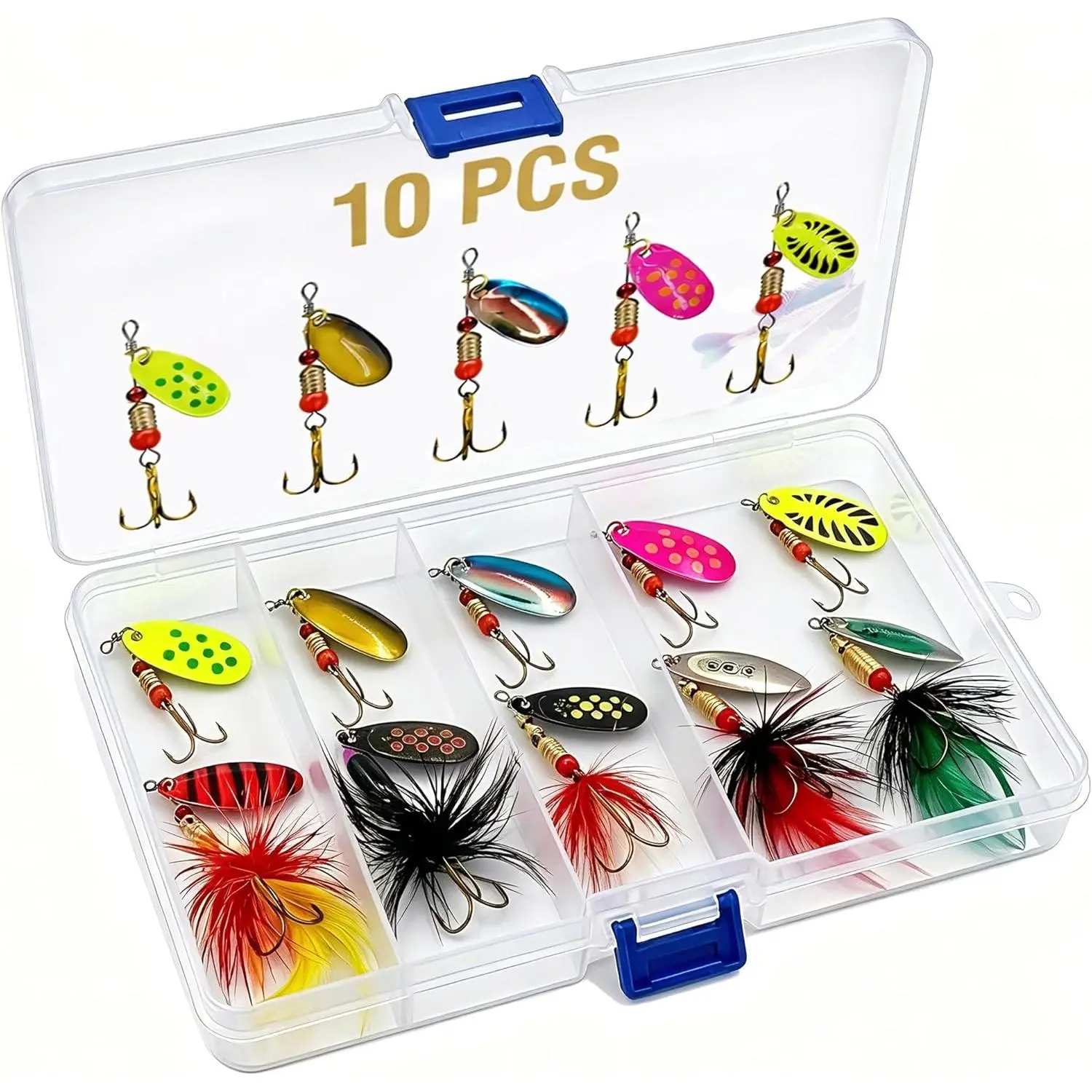 Fishing Spinner Lures Kit 10/15/16/20PCS, Inline Spinner Baits with Treble Hooks and  Tails, Metal Fishing Lures for Trout Bass Salmon Panfish, Multi-Color Freshwater Fishing Tackle Set
