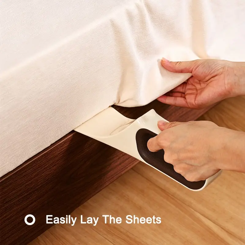 3 in 1 Bed Sheet Tucking Tool, Mattress Lifter Bed Making Tool with Lint Remover Brush, Labor Saving Mattress Elevator for Changing Fitted Sheets, Furniture Bed Gap Organizer for Bedding Cleaning