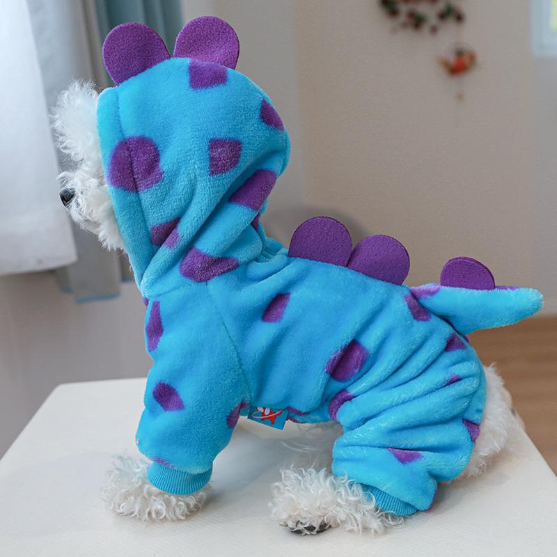 1 piece of pet autumn and winter dinosaur transformation costume, suitable for small dogs and cats Dinosaur Shark Hoodie Coat Halloween