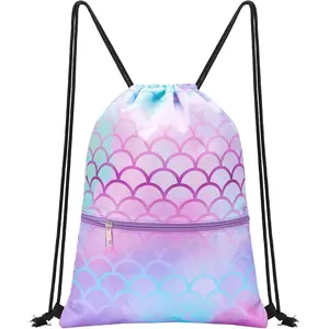 Kids Drawstring Backpack, Gym Swim Bag Cinch Bag for Girls Boys with Zipper Pocket(Gift)