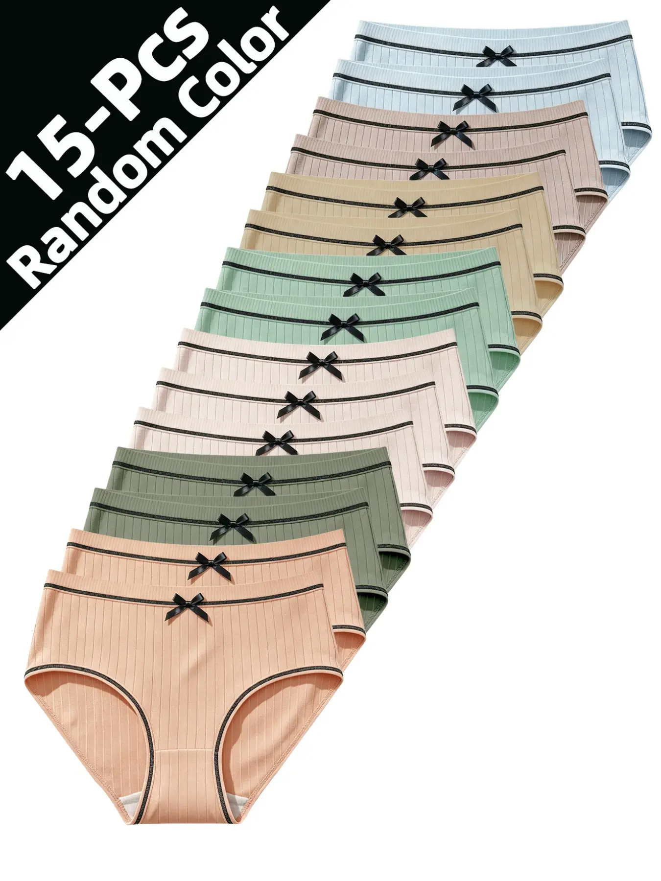 15 Pcs Random Color Teenage Triangle Underwear, Breathable Polyester School Style Panties, Suitable for Girls Aged 12+