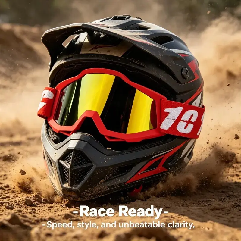 Outdoor motocross goggles—windproof, dustproof, and UV-resistant safety eyewear. Motocross gear suitable for motocross, standard motorcycles, mountain bikes (MTB), skiing, and other sports. Outdoor riding goggles; universal size. homedecorLumina