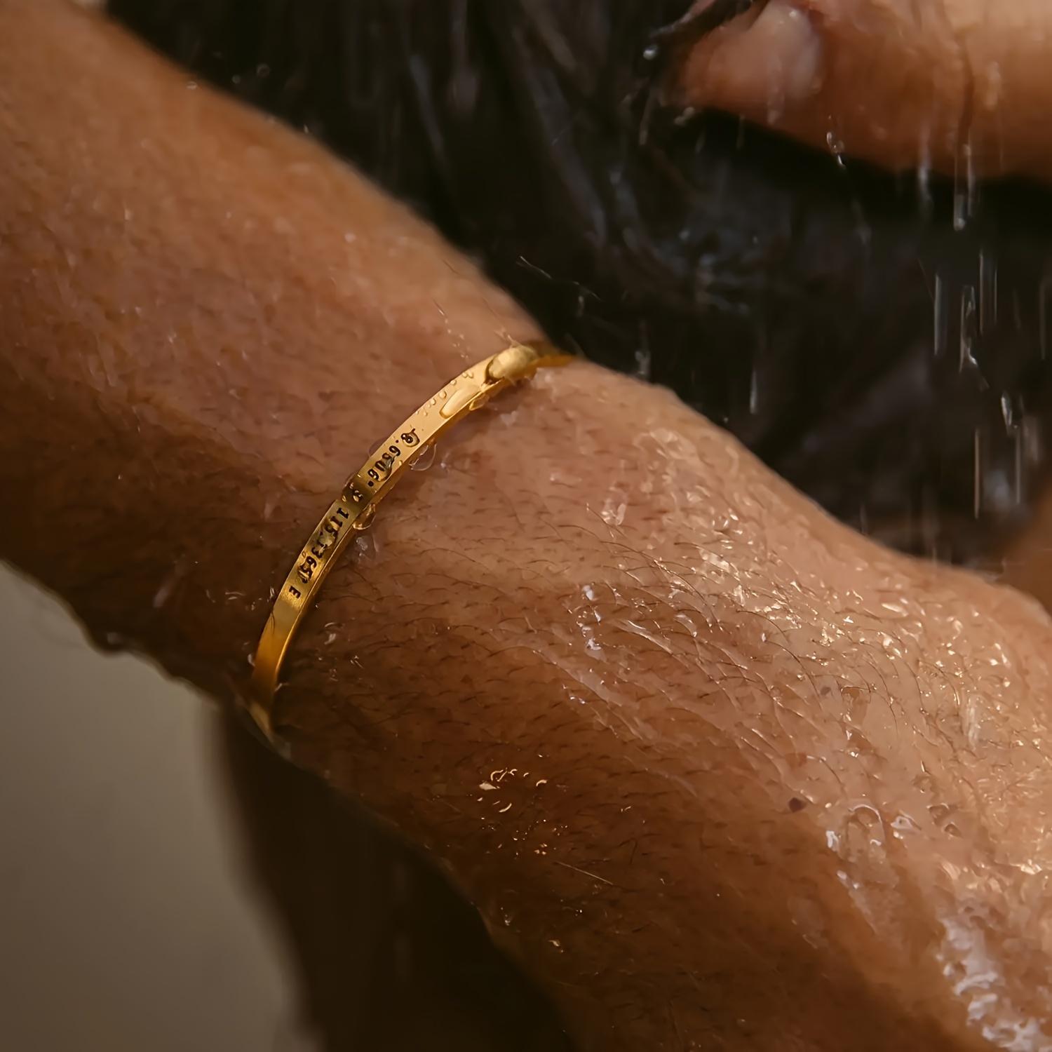 1pc Men's 5mm Wide Bracelet Customizable with Coordinates, Name, Text, Phrase, Letter, Symbol, Date.Double-Sided Personalization Available.Stainless Steel Brushed Matte Cuff Bracelet in Golden, Silvery, Black, Rose Golden.Men's Bracelet.Father's