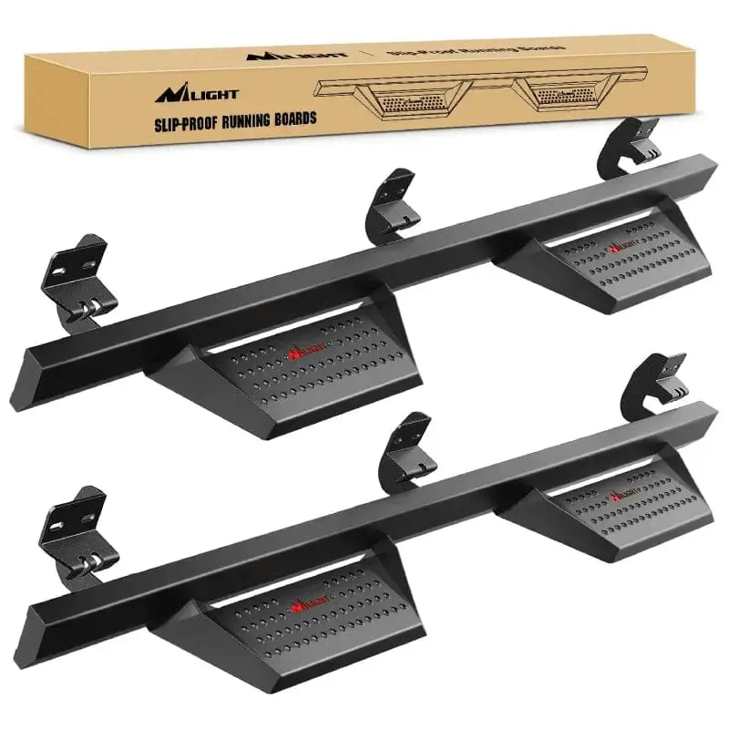 Nilight 4" Automotive Car Accessories Running Boards - Mild Steel Slip-Resistant Bolt-On Rust-Resist Coat Side Guard Nerf Bars (450lb Capacity) for 2009-2018 Dodge Ram 1500 Crew Cab, 2019-2023 1500 Classic, 2010-2019/2021-2022 2500/3500