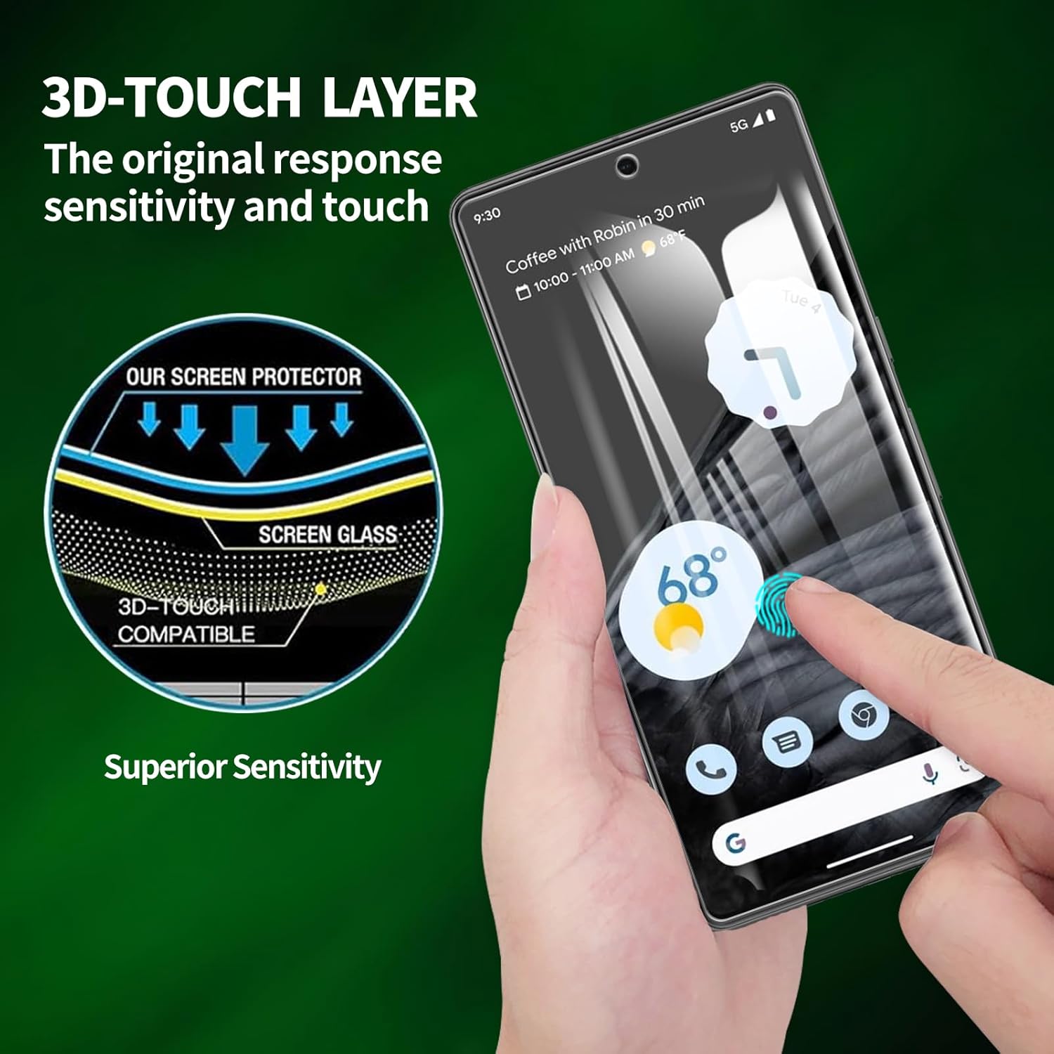 2 Pack for  Pixel 7a Screen Protector, Tempered-Glass, -curved Edges, Case Friendly, Bubble Free,  Clear, Easy Installation