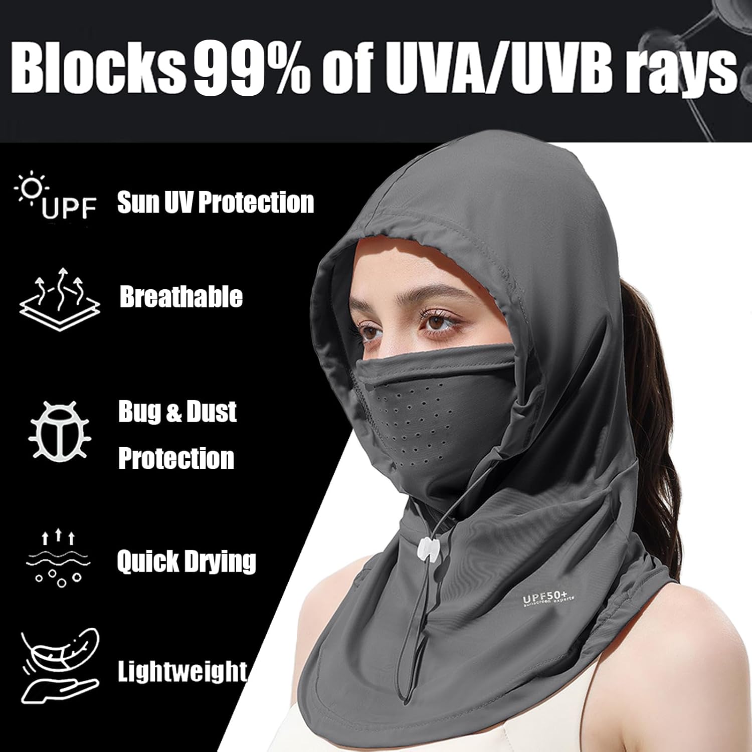 3 Packs Cooling Summer Balaclava Face Mask for Men Women, Breathable Holes UV Protection Sun Face Shield, Dustproof Full Head Mask for Fishing Motorcycle Cycling Hiking, Adjustable Outdoor Sports Gear.