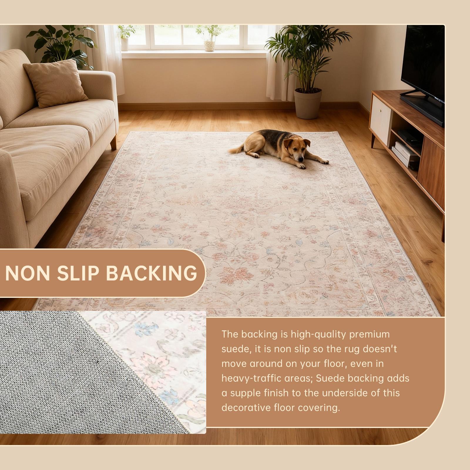 [ Black Friday]Washable Area Rug – 9x12 Beige  Ultra-Soft Vintage Boho Faux Wool Carpet for Living Room, Dining Room, Bedroom, Home Office, Non-slip Backing, Durable and Wear-resistant, 4x6, 5x7,6x9, 8x10, 9x12 Feet