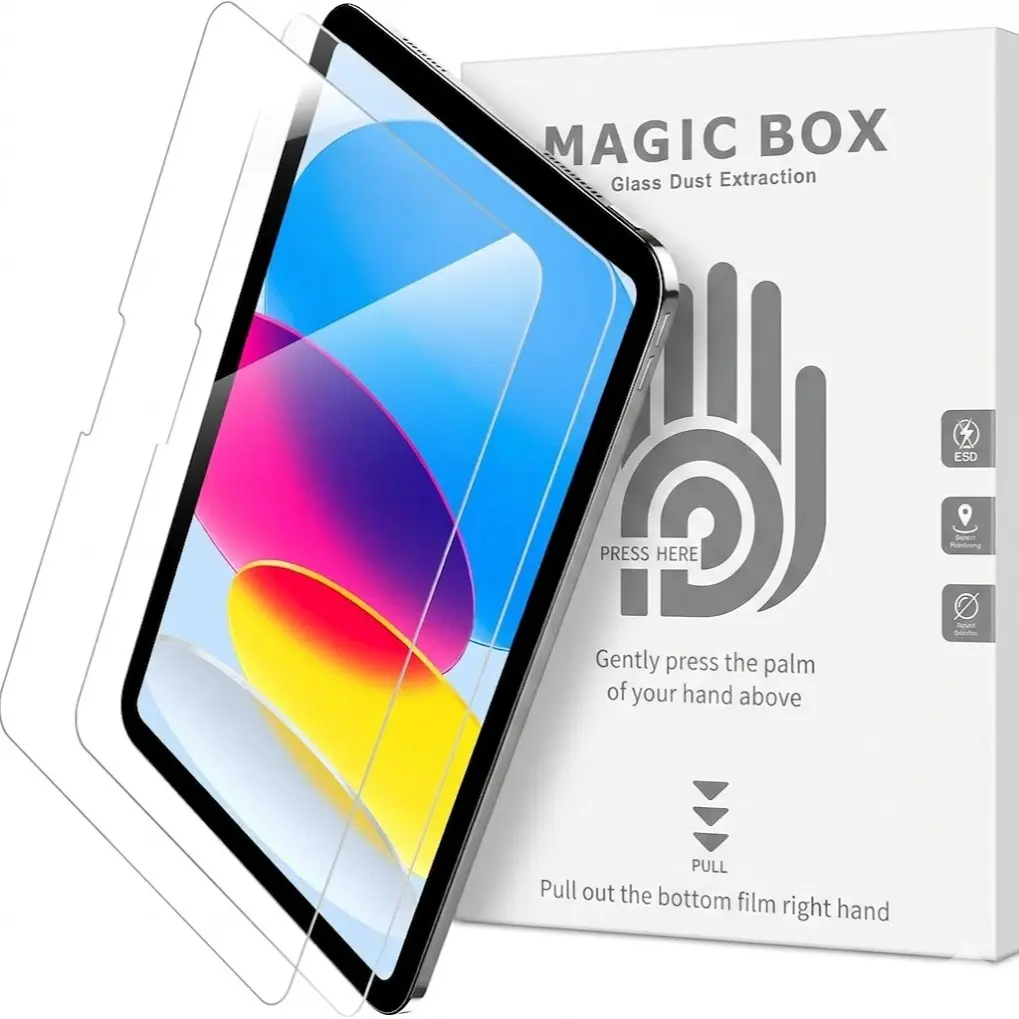 2-Pack HD Tempered Glass Screen Protector for iPad 11(A16), iPad 10, iPad Air 3/4/5/6/7(M2/M3), iPad Pro M4/M5, 9H Tempered Glass Film with UltraFit Tray, Apple Pencil Support, Scratch Resistant, HD Clarity, Bubble Free