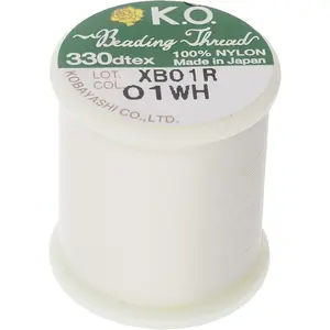 Nylon Beading Thread, White Color, Japanese Pre-Waxed 100% Nylon, 330TEX, Tangle Resistant Knotting Cords, 50m /55 yds Spool for Seed Bead Projects, Loom Work & Bead Weaving