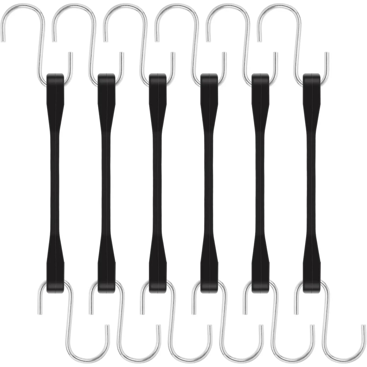 Rubber Cords with Hooks 6 Inch,Rubber Bungee Cords Heavy Duty Outdoor Rubber Tie Down Straps with S Hooks for ,Van,,Cargo,Tarps, Canvases and  (6 Pack)