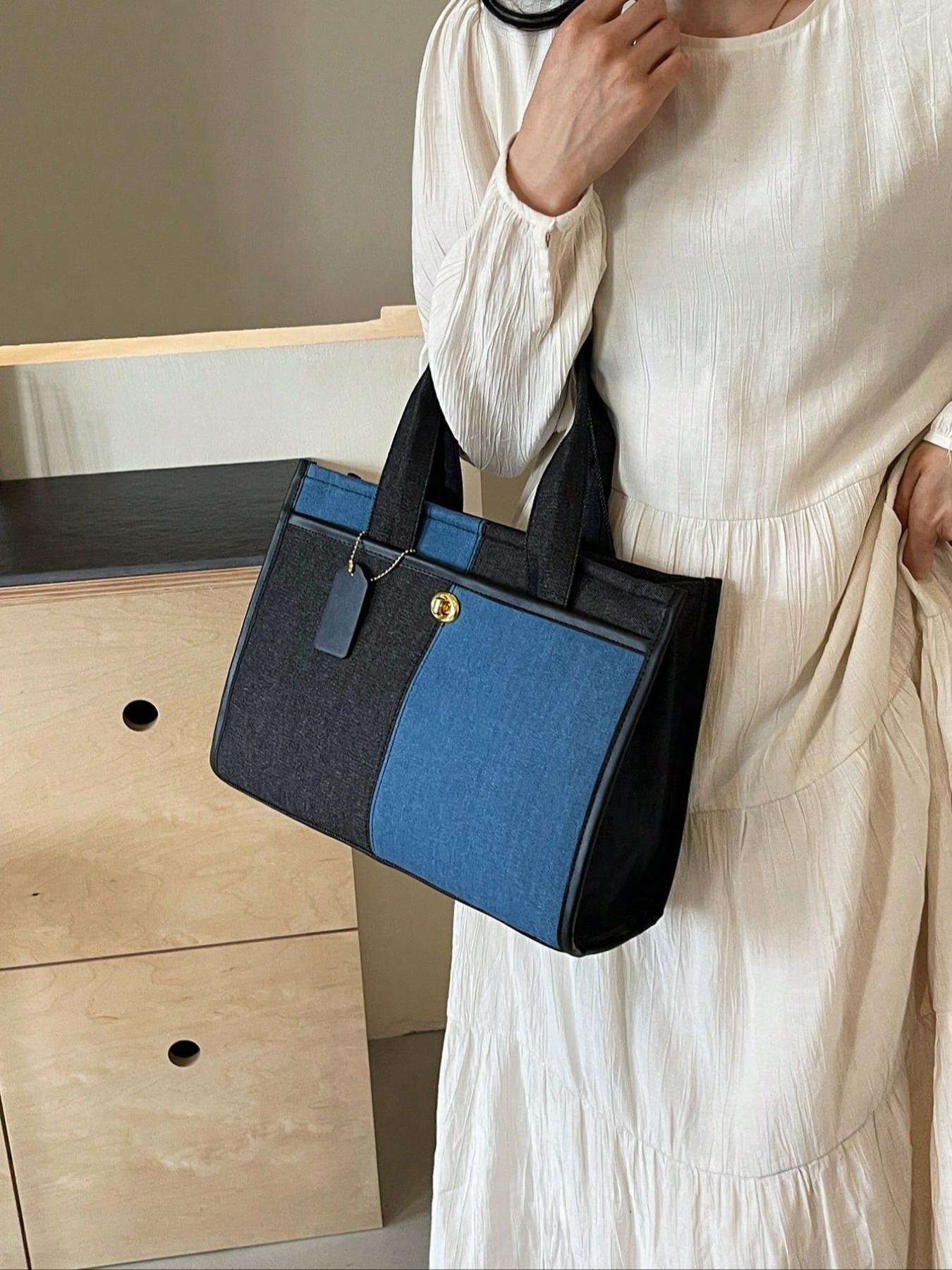 Women's Denim Tote Bag, Casual Versatile Shoulder Bag for Daily Used, Trendy All-match Ladies Purse Bag for Teen Girl Women College Student, for Students and Outdoor, Tote Bag for Women, Handbag Shoulder Bag