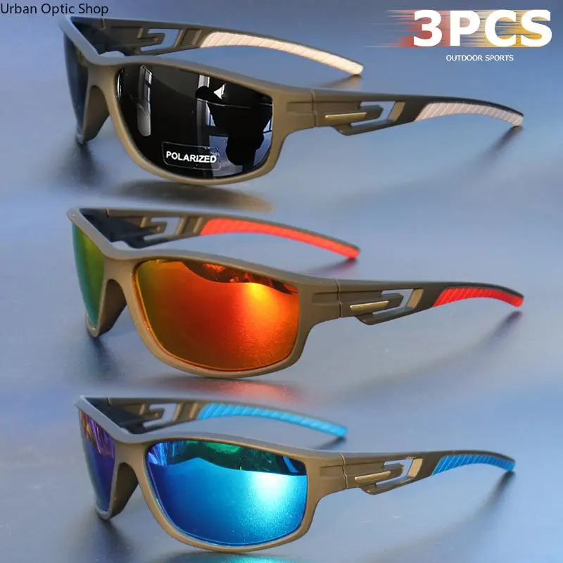 3-Pack XUH Polarized Non-Slip Outdoor Sports Sunglasses, Multi-Color Mirror UV400 Lens for Fishing Cycling Daily Driving
