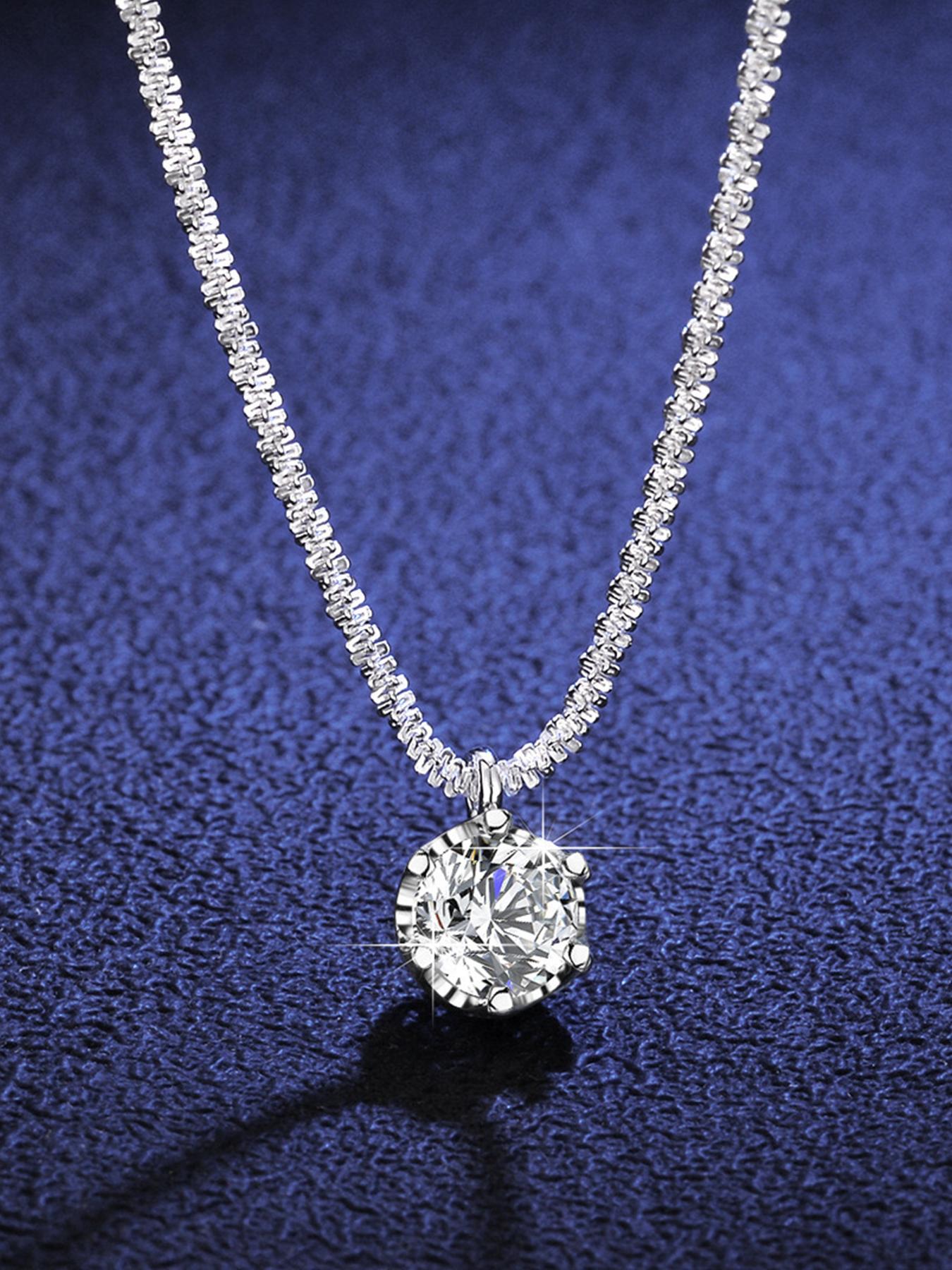 S925 Sterling Silver Artificial Zircon Decor Necklace for Women, Fashion Jewelry for Party, Daily Decor, Trendy All-match & Exquisite Jewelry for Birthday Gift, Cubic Zirconia Necklaces