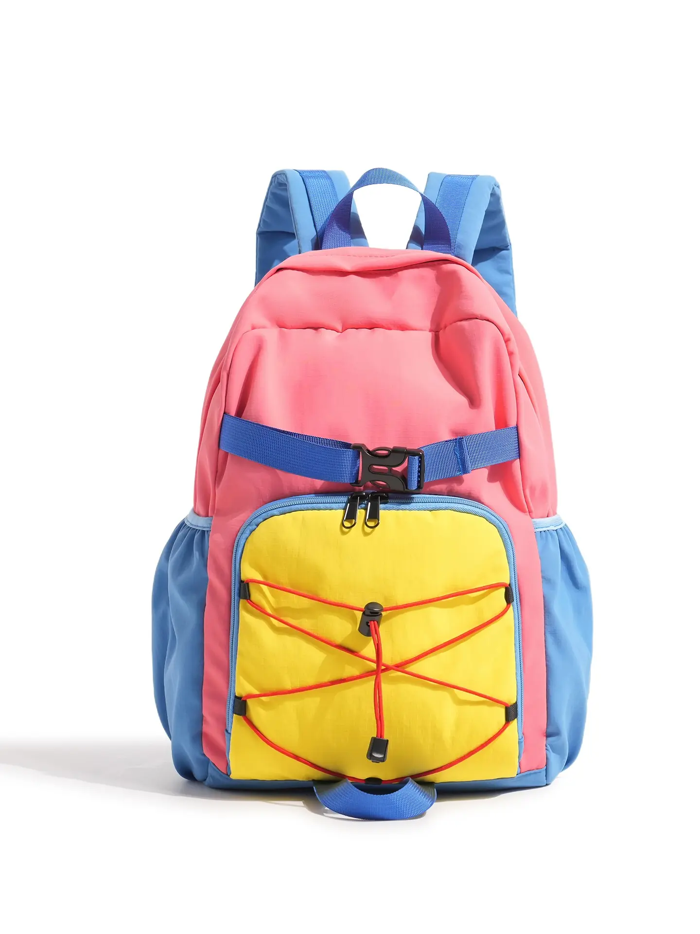 Dopamine Colorblock Waterproof Backpack, Breathable Outdoor Hiking Commuter Bag, Lightweight Nylon, Large Capacity, Unisex