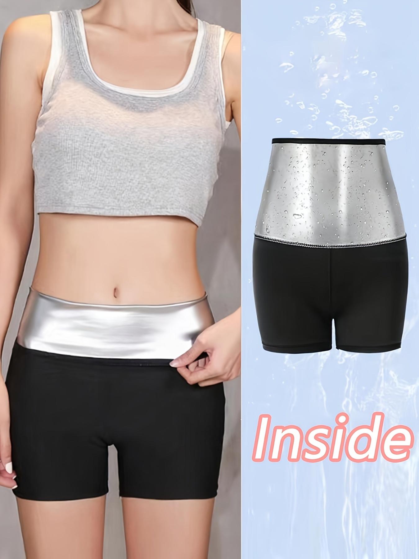 1pc Women'S Sauna Shorts |     High Stretch, Sweat-Absorbent Waist Sports Pants, Suitable for Yoga, Running, Fitness