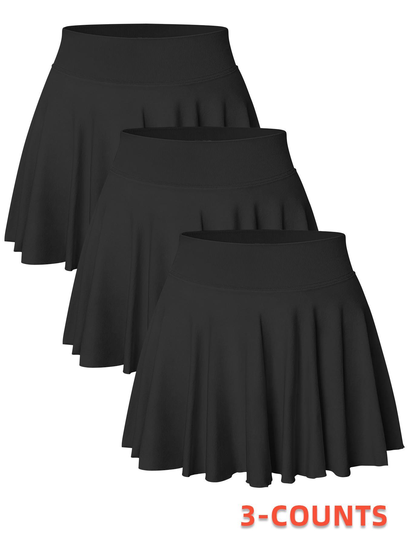 Women's Solid Color Sports Skort, Comfy Breathable Pocket Inner Skort for Tennis, Ladies Sportswear Activewear for All Seasons, Golf Skirts, Skirtswomen