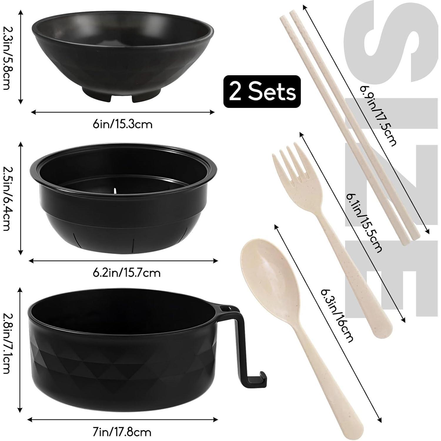 2 Pack 33oz Ramen Bowl Set,Microwave Ramen Cooker with Chopsticks Spoons and Fork,Instant Noodles Bowls with Handles,Rapid and Quick Ramen Cooker for College Dorm Room Essentials 2 Pack 33oz Ramen Bowl Set,Microwave Ramen Cooker with Chopsticks Spoons and Fork,Instant Noodles Bowls with Handles,Rapid and Quick Ramen Cooker for College Dorm Room Essentials