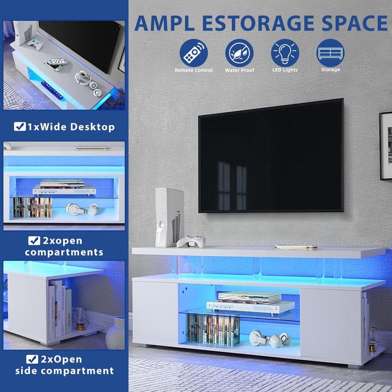 [Bellemave]TV Stand for 50-59 inches/ 60-69 inches TV LED Gaming Entertainment Center Media Storage Console Table with Large Side Cabinet for Living Room White