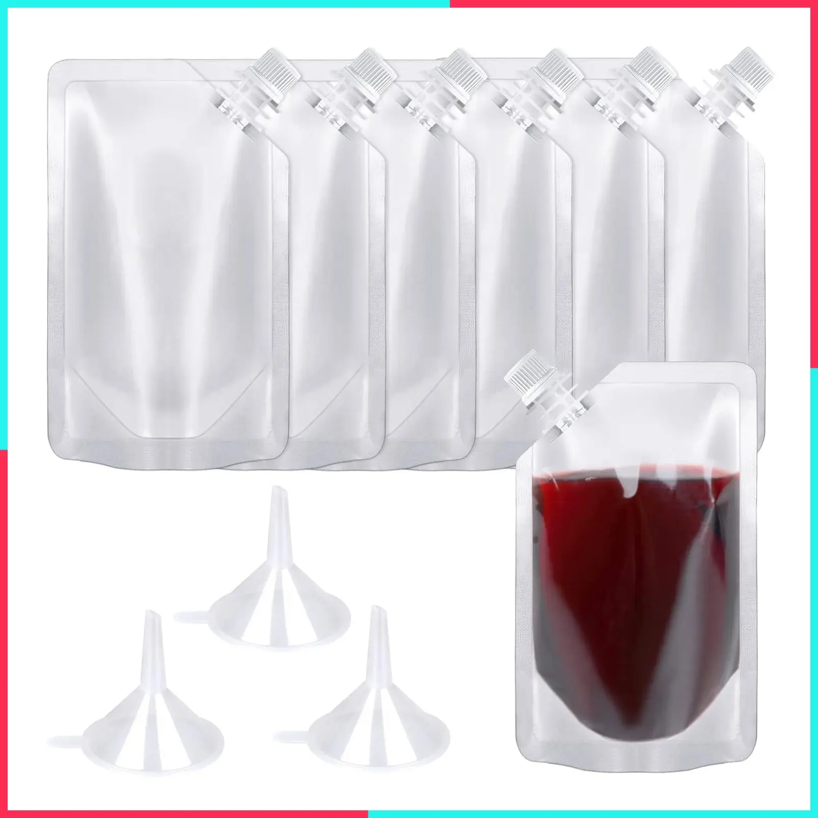 24 Pack 8 Oz Plastic Flasks - Concealable Reusable Drink Pouches, Leak-Proof Food Grade Travel Flasks with 3 Funnels