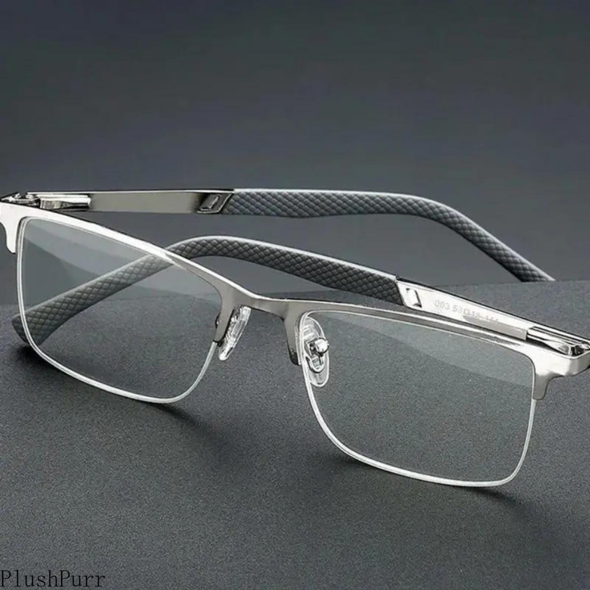 2026 New Men's Semi-Rimless Business Eyeglasses Anti-Blue Light Metal Frame
