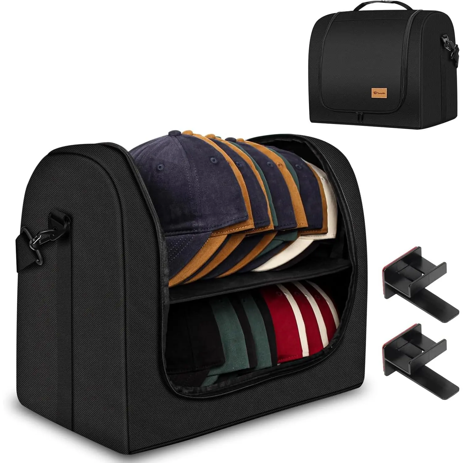 Baseball Cap Organizer Carrier, Hat Bag for Travel and Moving, Cap Traveling Case for Men, Portable Hat Storage box holder for 28 Caps Perfect for Home & On-the-Go (Black)
