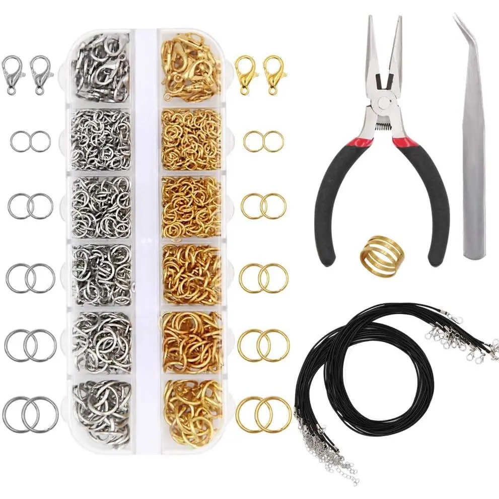 1314-Count Lead-Free Metallic Open Jump Rings & Lobster Clasps Kit, Jewelry Crafting Repair Tools & DIY Making Supplies for Necklace Repair, Beginner