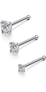 Jstyle 8Pcs/Set Hypoallergenic Nose Rings 18G 20G Surgical Stainless Steel Nose Rings Studs Cubic Zirconia Nose Ring Labret Nose Piercing Jewelry for Women Men 1.5mm 2mm 2.5mm 3mm