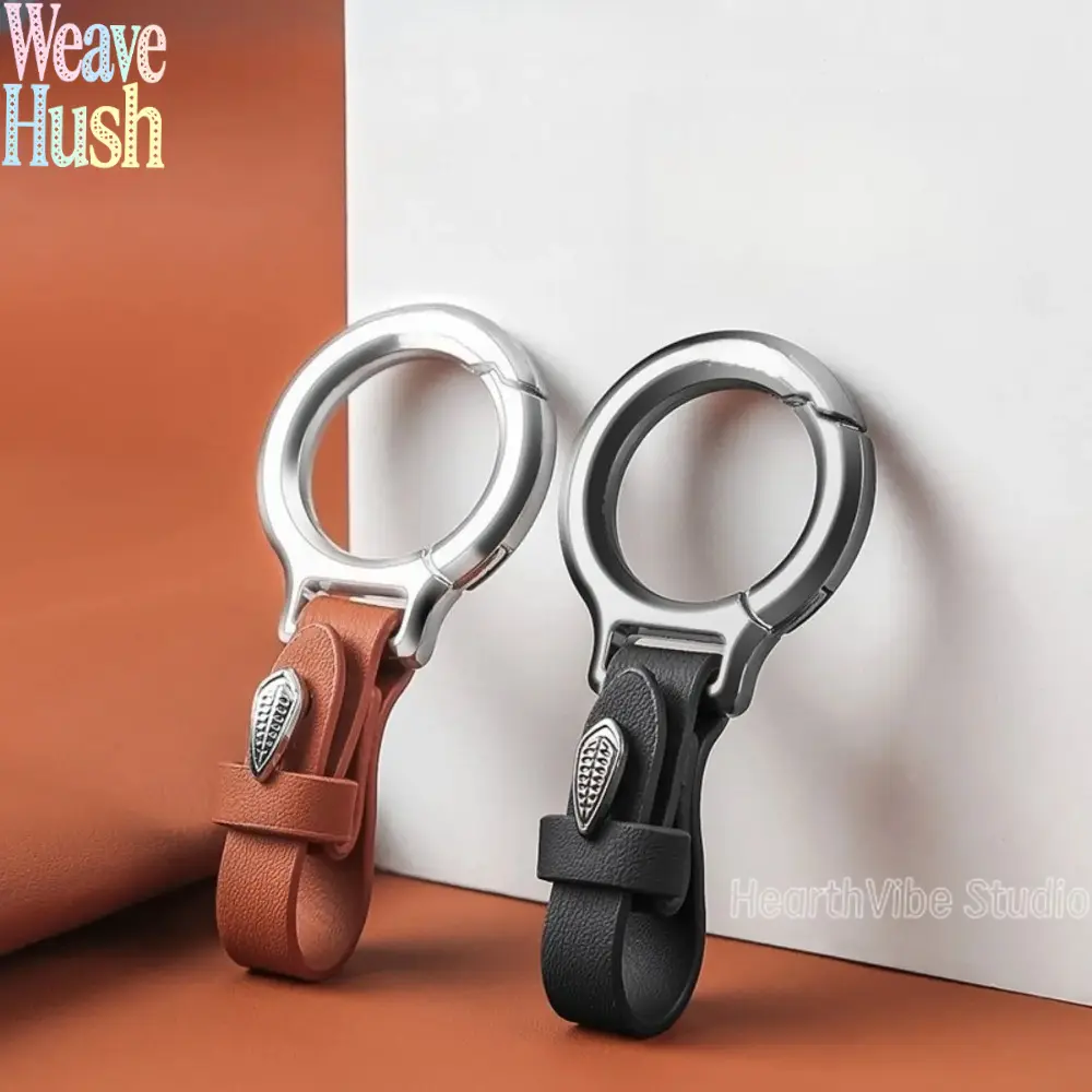 Heavy-Duty Zinc Alloy Carabiner Buckle Keychain, Stylish Clip With Leather Strap, Anti-Lost Key Holder, Durable EDC Accessory For Car Keys, Camping, Outdoor Activities