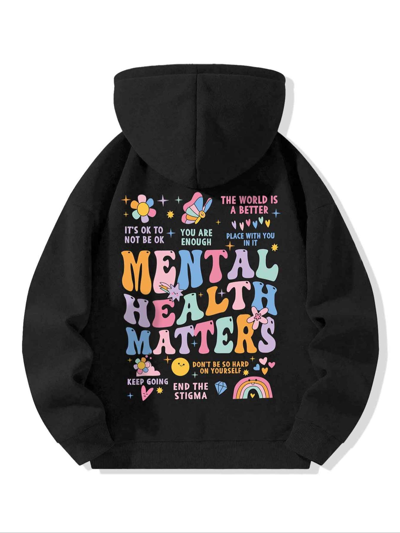 Women's Letter Print Half Zip Up Drop Shoulder Hoodie, Fashion Casual Hooded Sweatshirt for Daily Holiday Outdoor Wear, Women Clothing for Fall & Winter, Casual Pullover Hoodie