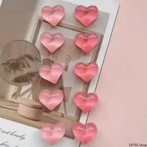 Heart Shaped Two-Tone Refrigerator Magnets Smooth Solid Matte Surface Built-In Strong Magnetic Core Compact Lightweight Silhouette For Kitchen Office Whiteboard Flat Metal Surface Romantic Minimalist Household Decor Accessory