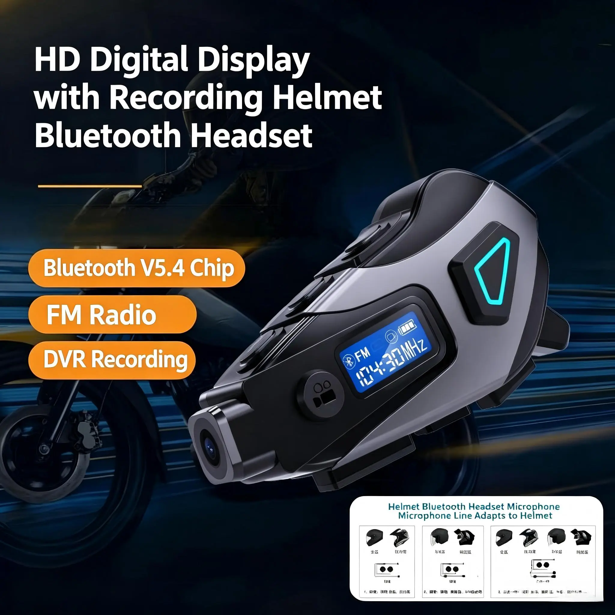 MOKATA K10 2026 New Helmet Bluetooth Camera Headset, Bluetooth 5.4, HD Recording, Long Battery Life, Noise Cancellation, Universal for All Helmets bluetooth-compatible