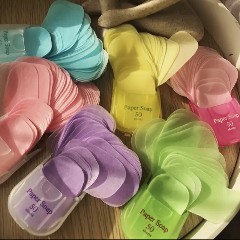 50-piece box of disposable portable soap tablets | Lavender in various fragrances, an ideal choice for outdoor camping and traveling. Portable soap tablets, mini and compact soap tablets