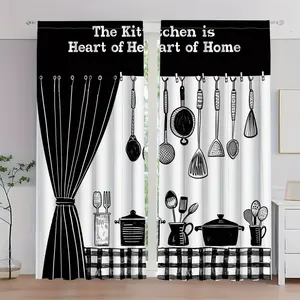 2-Pack Classic Plaid Drapes with Rod Pockets, Ideal for Kitchen and Living Room Decor, Suitable for Bedroom, Office, and Study