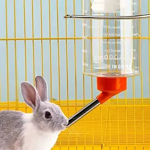 2pcs Large 33.81oz Rabbit & Guinea Pig Water Bottle with Ball Bearing Spill-Proof Design, Transparent Leak-Proof Durable Plastic, Easy-Clean Spill-Resistant Feeding System for Small Pets (Color Random, Compatible with Cage Accessories)