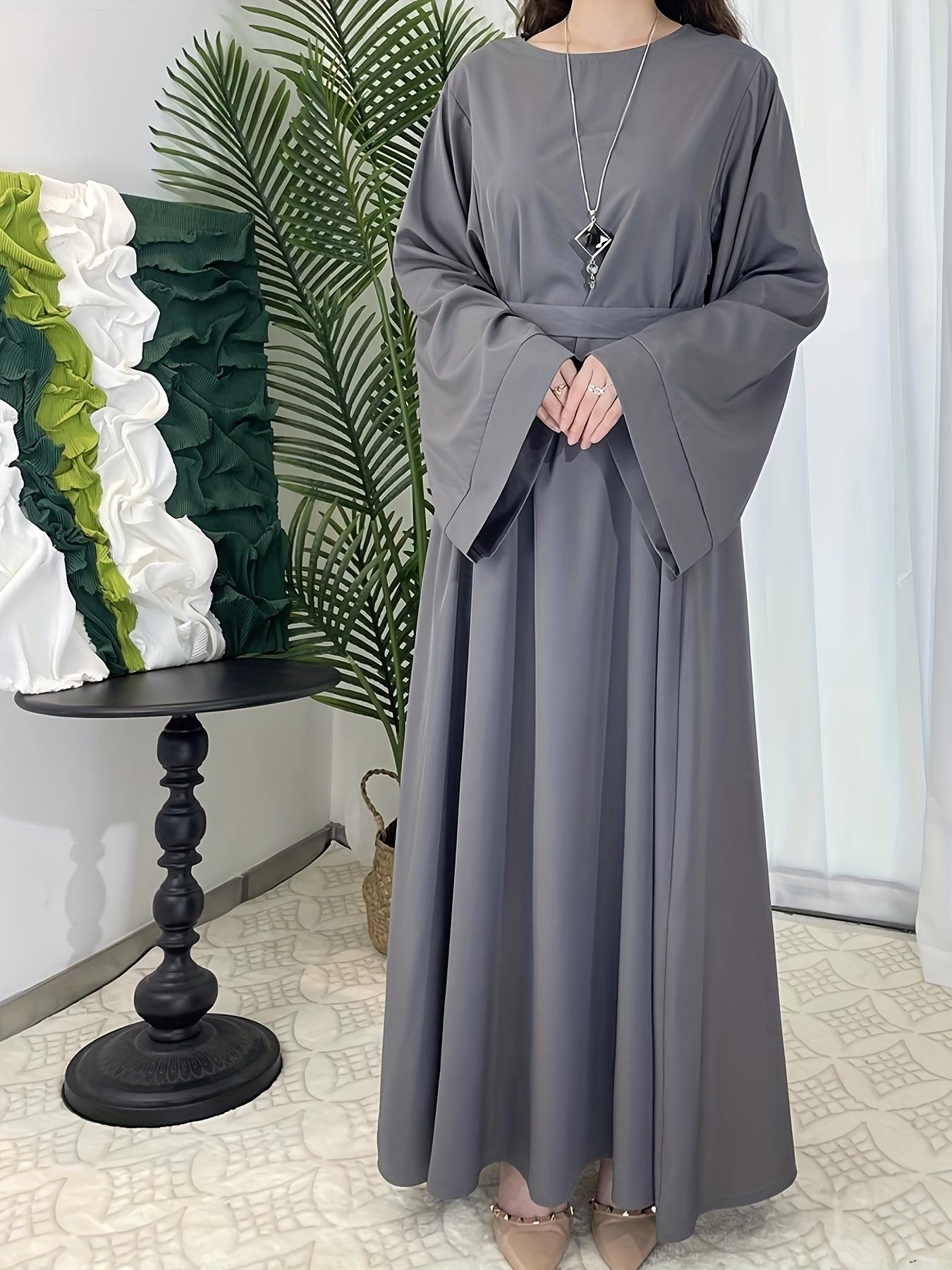 [Middle Eastern Loose Fit Dress] Elegant Green Arabic Women's Muslim Robe |   Middle Eastern Flared Sleeve Long Dress |   Loose Fit All-Season Versatile Home Festival Traditional Attire