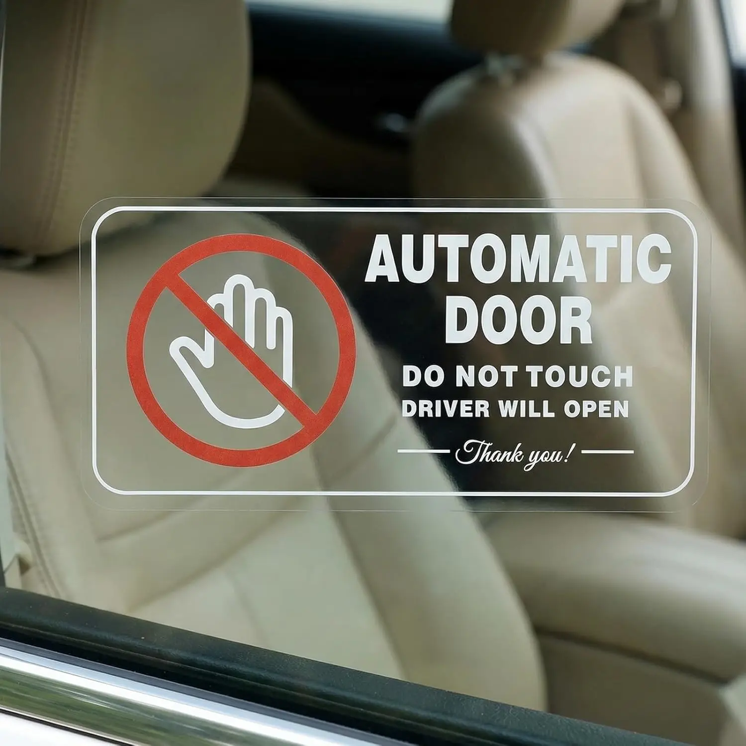 2pcs Self-Adhesive Car Automatic Door Stickers, Automotive Decals, 'Do Not Touch - Driver Will Open' Warning Sign, Waterproof, Sunproof, Fade-Resistant, Suitable for Car Windows, Doors, etc.