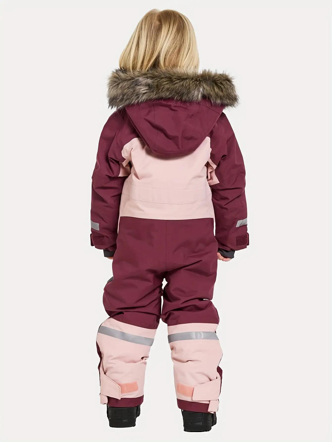 (New)[Windproof Snowsuit] Kids' Winter Ski Jumpsuit, Windproof Loose-Fit Snowsuit with Zipper Design 3-14 Years Old Boys and Girls Outdoor Warmth waterproof warm