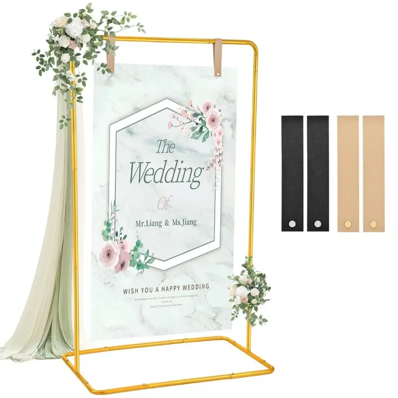 Wrought Iron Wedding Welcome Arch Frame, Adjustable Square Wedding Sign Display Stand, Wedding Prop Backdrop Stand, Advertising & Art Exhibition Display Rack, Size: 31.5*19.69*68.11 Inches