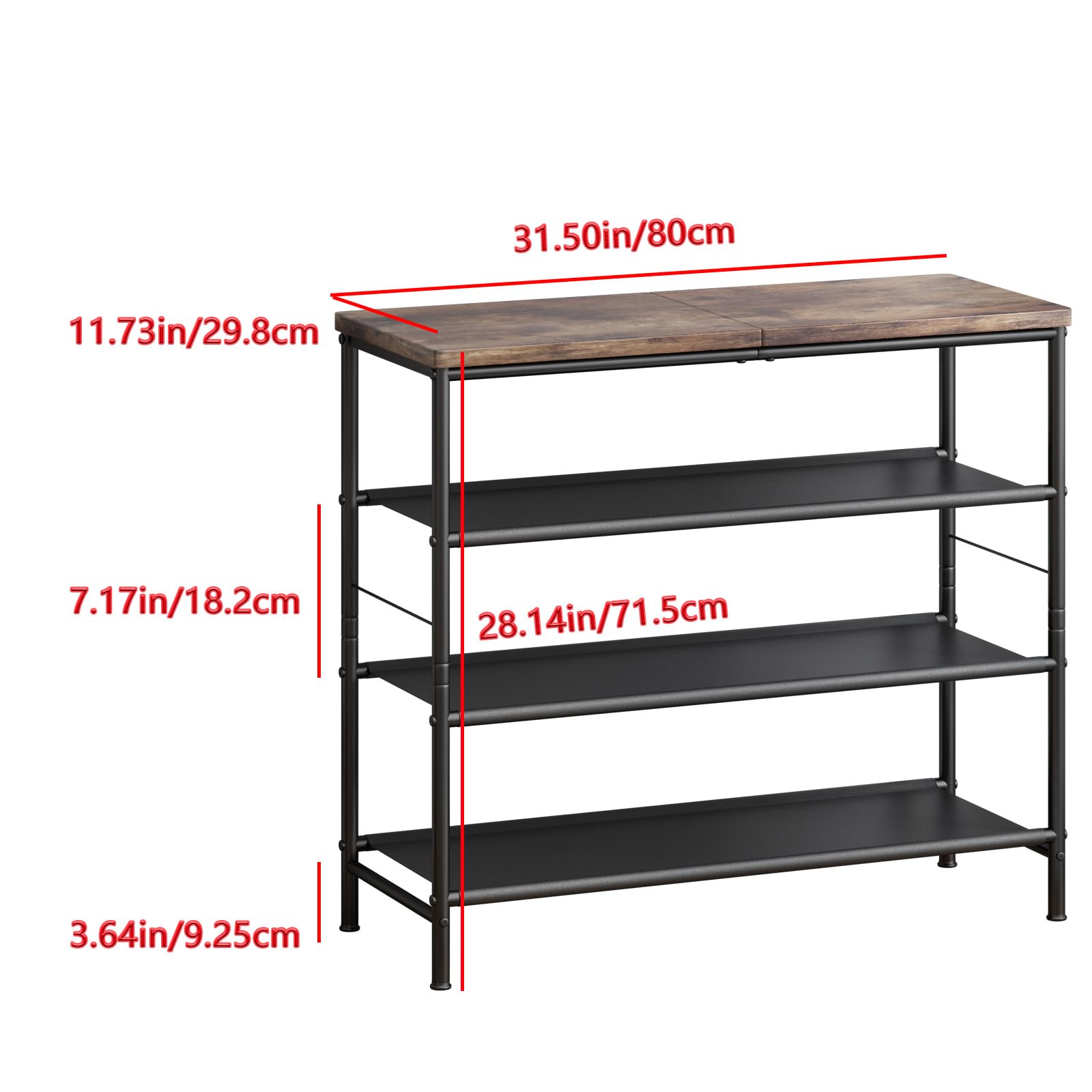 Shoe Rack Organizer 4/ 5/ 6/ Tier Metal Organizer Shelf with Industrial MDF Board and Layer Fabric for Entryway Closet Bedroom Living Room Garage,Black & Rustic Brown【A001】 Deals For You Days Footwear Organization summerwins