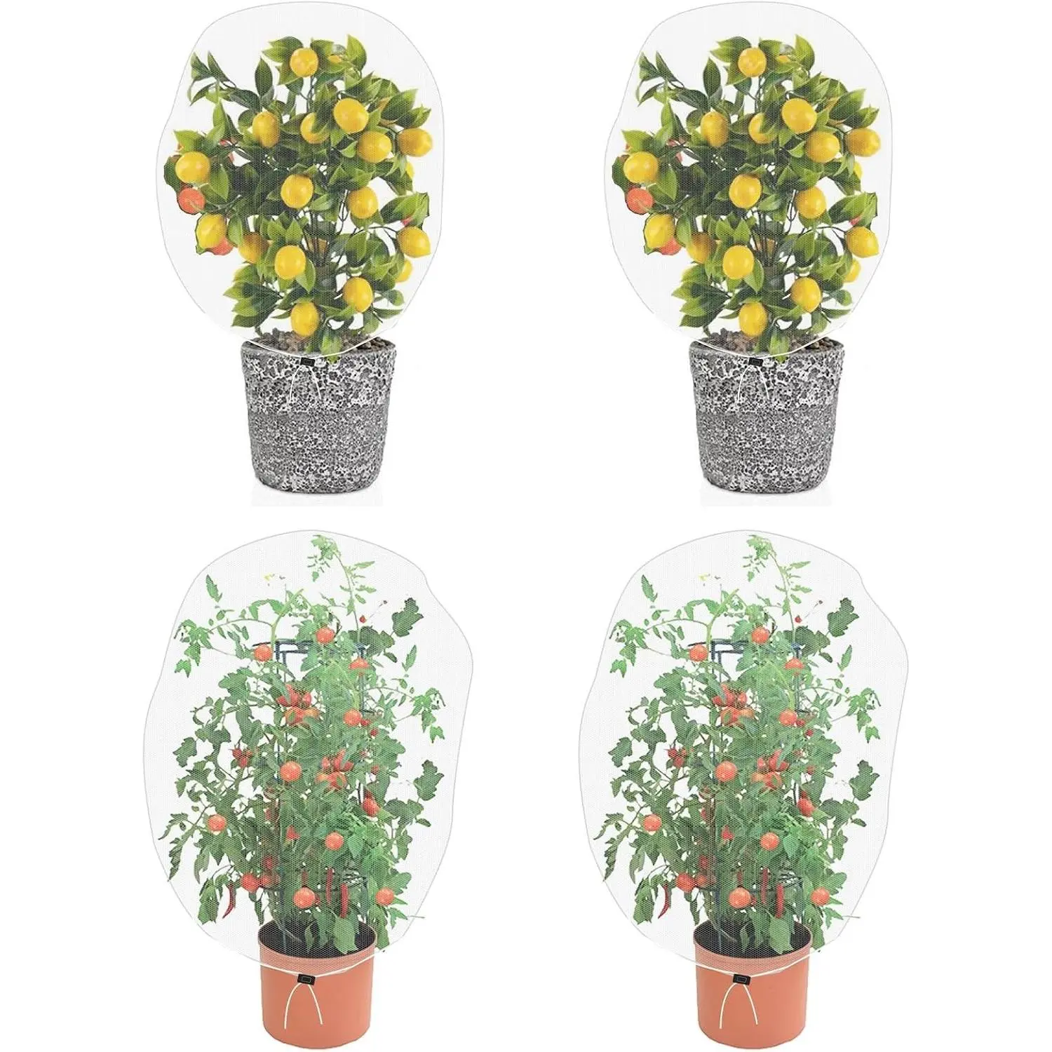Garden Mesh Netting for Plants, 4 Pack Insect Bird Barrier Netting Mesh with Drawstring, 3.3x4.9 FT Garden Bug Netting Plant Cover for Protect Fruit Tree Vegetable Flowe