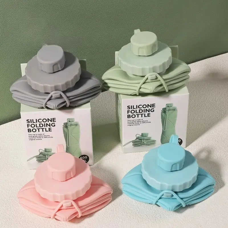 Popular and practical silicone foldable water cup, running soft water bottle, mini outdoor sports and travel portable compressible soft cup