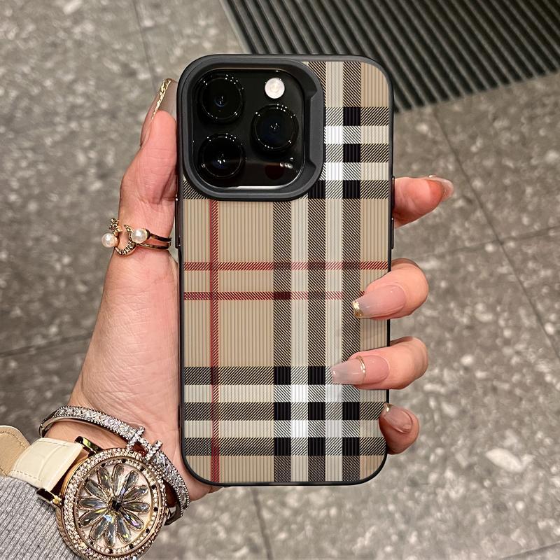 Creative Simple Plaid Frosted Shockproof Durable Smartphone Cover, Drop-Resistant Protection for iPhone 15/14 Pro Max/13 Pro/12/11, Handheld Device Accessories
