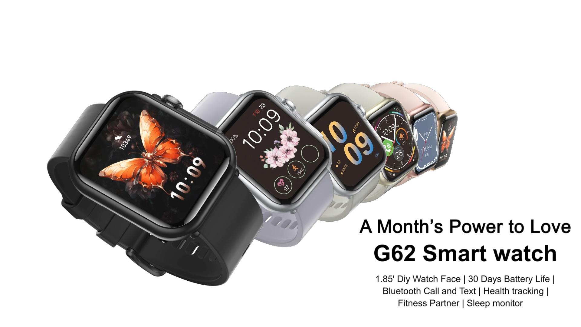 Unisex fitness smartwatch: compatible with iPhone and Android devices, supports Bluetooth calling, features heart rate and blood oxygen monitoring, has an IP68 waterproof rating, offers a battery life of over 30 days, and comes with 2 straps