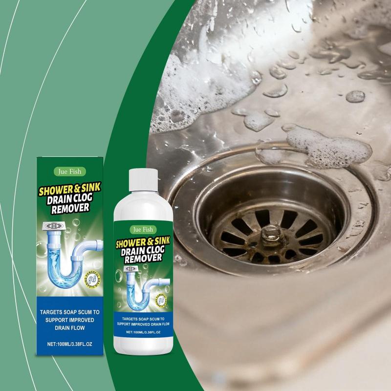 Powerful Drain Cleaner & Plunger Kit for Kitchen Sink & Shower, Hair & Grease Clog Remover, Effective & Safe Drain Unclogger for Home Use