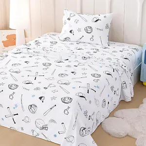 Kids 3-Piece Twin Sheets Set for Boys & Girls, Toddler Bed Sheet Set, Soft Brushed Microfiber Bedding, Deep Pocket, Wrinkle & Fade Resistant, Baseball