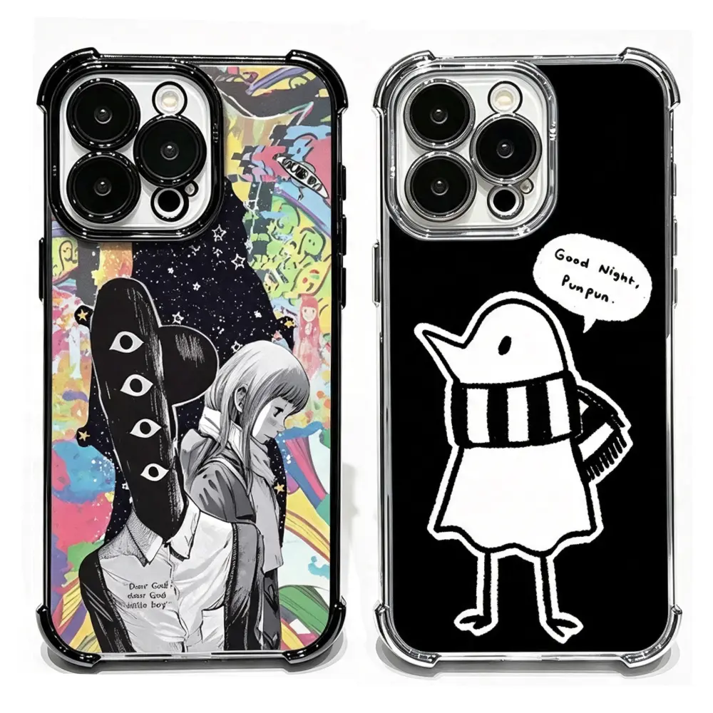 Oyasumi Punpun Anime Plating Phone Cases For iPhone 17 Promax Air 16 Pro 15 14 Plus 13 12 & Samsung S23-26 Anti-Fall Protection Cover