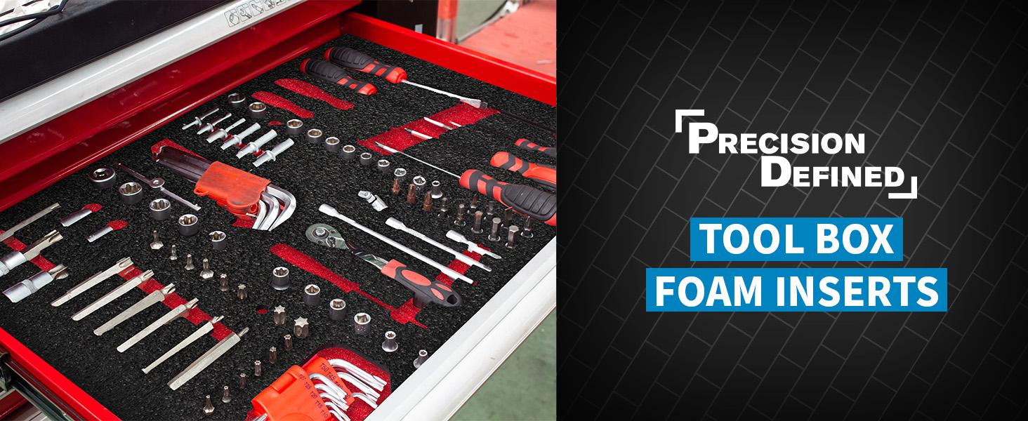 Tool Box Foam - Protective Inserts for, Polyethylene Tool Foam for, Cushion Insert for Toolboxes - 18" Black/Green (3 pack)