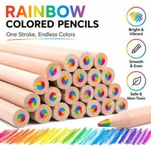 10 Rainbow Colored Pencils, 7-In-1 Gradient Colors, Soft Core Design, Ideal for Kids & Adults, Art Supplies, Back-To-School Gifts
