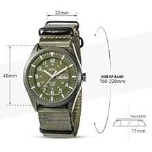 AGS Infantry Mens Military Watch, Vietnam Style Field Watches for Men, Tactical 12/24H Military Time Analog Watch, Waterproof Day Date Quartz Wristwatch w/Green Nylon Band, Work Watch for Man